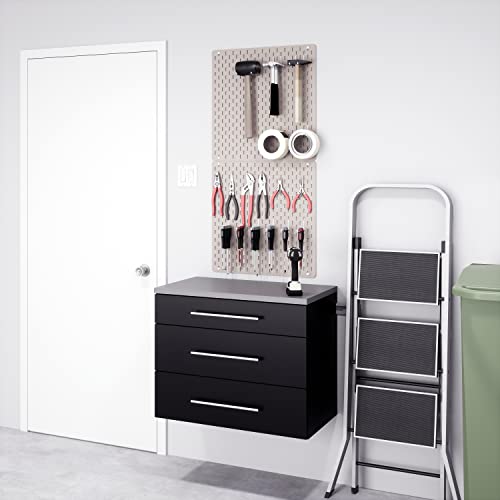 Image of Prepac HangUps 30'' Garage Storage Cabinet with 3 Drawers, Wood Wall Mount Pantry Cabinet, Wall Hanging Laundry Room Cupboard, Kitchen Pantry for Garage, Kitchen and Laundry Organization, Black