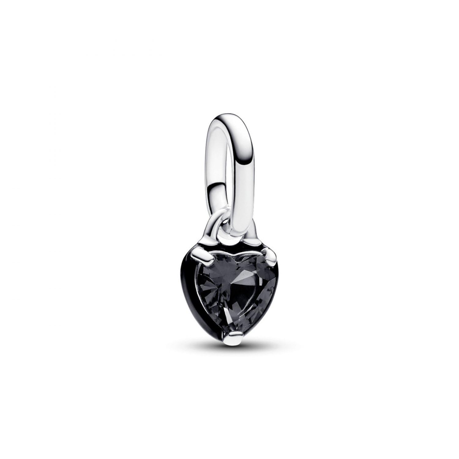 Pandora ME Heart sterling silver mini dangle with black crystal and black enamel