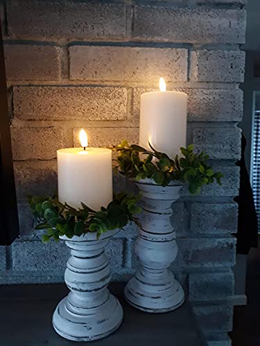Eywamage White Flat Top Flameless Candles with Remote, Flickering LED Battery Candles D 3" H 4" 5" 6", 3 Pack Real Wax