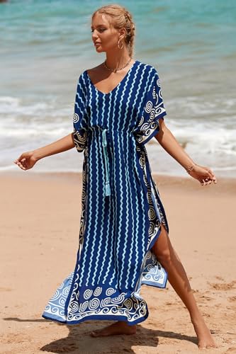 Image of Women Beachwear Long Beach Coverups Kaftan Casual Caftan Dress