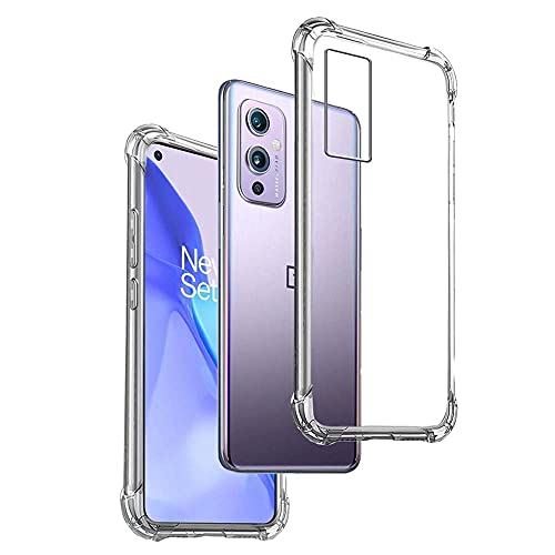 REY Funda Anti-Shock Gel Transparente para ONEPLUS 9 Pro, Ultra Fina 0,33mm, Esquinas Reforzadas, Silicona TPU de Alta Resistencia y Flexibilidad