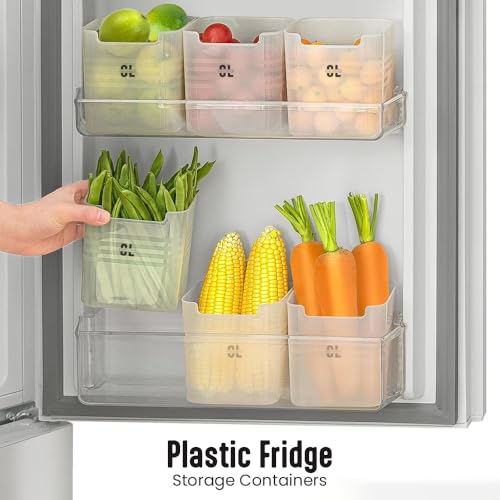 Image of Fridge Side Door Storage Boxes Set of 6 | Transparent ABS Plastic Refrigerator Organizer Bins | Space Saving Multipurpose Freezer-Friendly Containers for Kitchen, Bathroom & Stationery