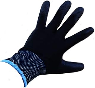 12 Pairs PU Coated Black Nylon Work Gloves for Women and Men. Gardening, Builders, Mechanic (Large L 9)