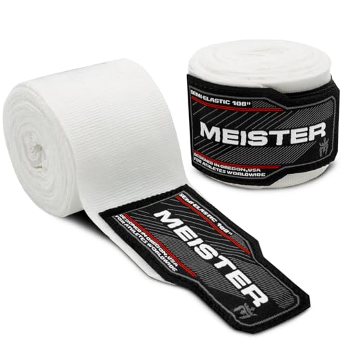 Meister Junior 108' Elastic Cotton Hand Wraps for MMA & Boxing (Pair) - White