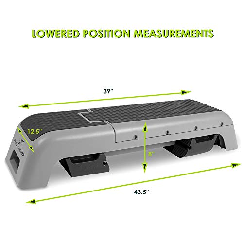 ProsourceFit Fitness Aerobic Deck Stepper with Resistance Band, Multifunctional Workout Bench for Weight Training, Plyometrics for Home Gym (Grey)