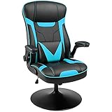 Furniwell Rocking Gaming Chair Rocker Racing Style Computer Chair Office Highback Leather Chair (Blue)