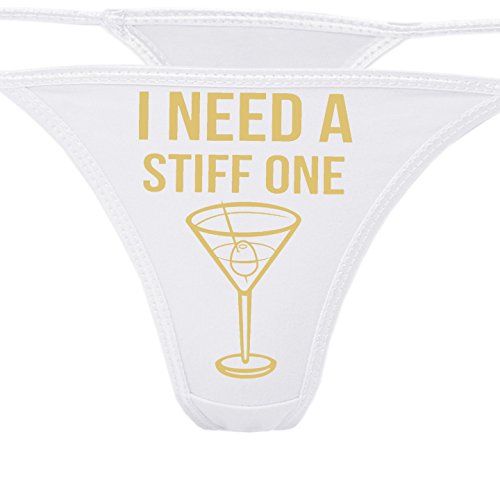 Image of Knaughty Knickers - I Need A Stiff One White Thong - Fun Flirty Underwear - Panty Game Bachelorette Bridal Lingerie Shower