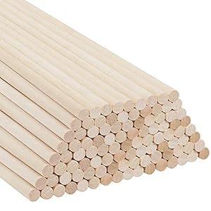 Belle Vous Holzstäbchen zum Basteln Natürlicher Holzstab Rund (100er Pack) 30cm Extra Lange Natürliche Rundholz 6mm…