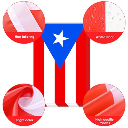 Image of AhfuLife 60 Pcs Puerto Rico String Flags for Party Decorations, Small Puerto Rico Flag Bunting Banner- Double Sided for Football Fan Party Heritage Hispanic Month Decorations (5.5x8.3 Inch -33 Ft)