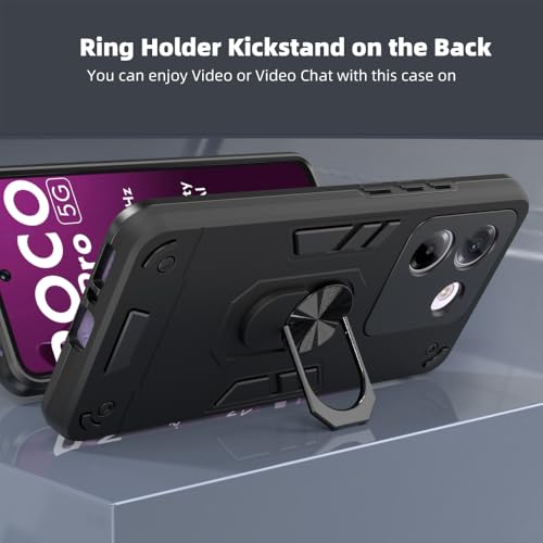 Image of NDCOM for Poco M7 Pro 5G Back Cover | Compatible with Poco M7 Pro 5+G Back Cover | Shockproof Ring Holder Case
