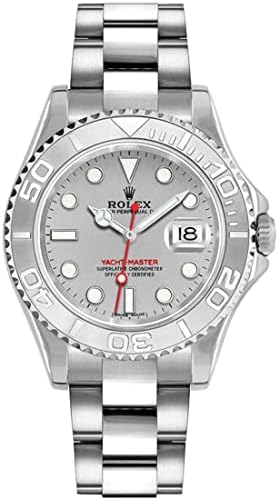 Rolex Mens Stainless Steel And Platinum Yachtmaster Silver Factor...