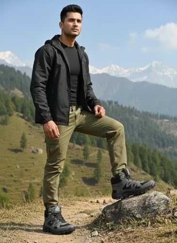 Image of Leo's Fitness Waterproof Canvas High Ankle Boots for Trekking Hiking & Other Casual Purpose