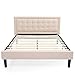 Decoro Mornington Upholstered 2.0 Platform Bed, Button-Tufted Fabric Headboard and Metal Frame with Wood Slat Support, Linen, King