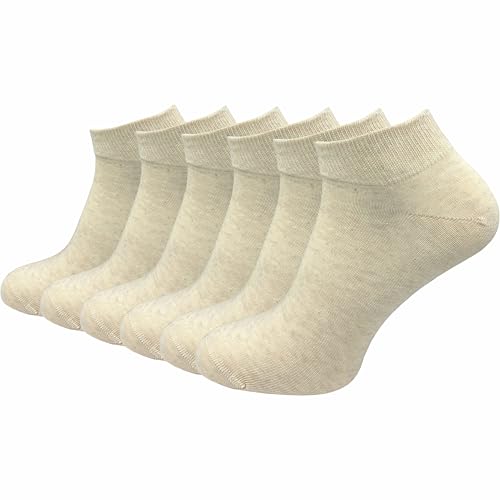 GAWILO Calcetines deportivos para hombre de 100% algodón puro (6 pares | 10 pares) | calcetines cortos y delgados | sin costuras apretadas sobre los dedos de los pies, beige | 6 pares, 47-50
