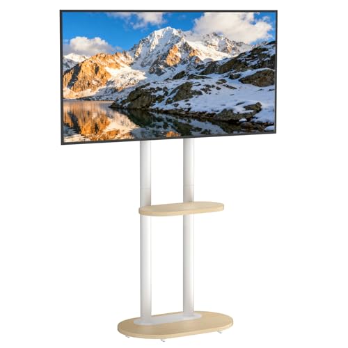 UNHO Support TV Mobile 40–75″ avec roulettes Design Moderne Hauteur Réglable Étagère VESA 200×200 à 600×400 Charge 60 kg pour Salon, Bureau et Expo