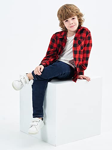 Image of OCHENTA Men's & Boys Flannel Shirts Button Down Long Sleeve Plaid Shirt Family Matching Outfits