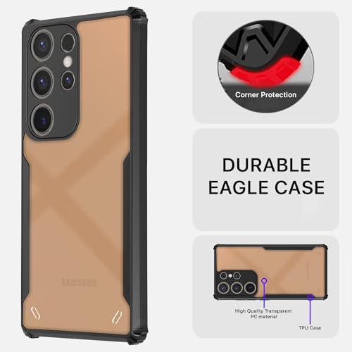 Image of Pikkme Samsung Galaxy S24 Ultra 5G Back Cover | Crystal Clear Transparent Back | Ultra Hyrbid | Full Camera Protection | Raised Edge | Bumper Back Case (Black)