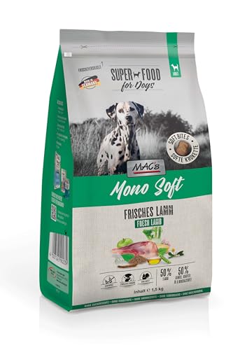 Mac's Halbfeuchtes Hundefutter | Weiche Textur | Hoher Fleischgehalt | verschiedene Geschmacksrichtungen | (1,5 kg, Lamm)