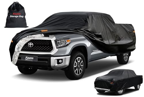 Image of Kayme Truck Cover Custom Fit Tundra(2006-2025) Double Cab Long Bed. Full Exterior Heavy Duty Outdoor Pickup Truck Car Cover Waterproof All Weather.Car Tarp for Wind Sun Dust Protection.Black