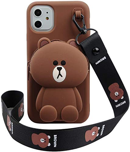 Cartoon Case for iPhone 12 Pro Max 6.7",Phenix-Color 3D Cute Soft Silicone Animated Protective Gel Back Cover with Pocket and Detachable for iPhone 12 Pro Max 6.7" (iPhone 12 Pro Max 6.7", Bear)
