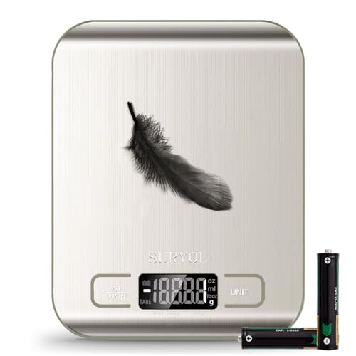 SURYOL Food Kitchen Scale High-Precision Digital Scale Accurate Weighing for Baking & Cooking Enthusiasts(Silvery & Grayish Green)