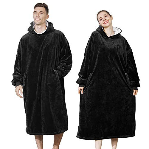 AmyHomie Sherpa Wearable Blanket Hoodie—Extended Oversize for Adults & Teens