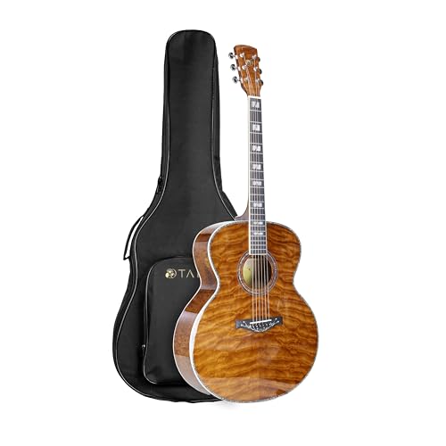 TARIO Antique Jumbo Body Acoustic Guitar Quilted Maple body Maple Neck Natural