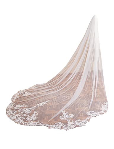 EllieWely Cathedral Length 1 Tier Lace Wedding Bridal Veil F13