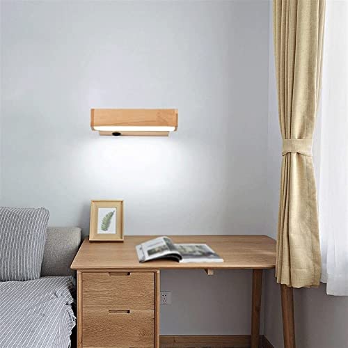 Aplique de pared LED de madera giratorio e interruptor manual integrado 4