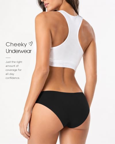 Image of Cotton Underwear for Women Cheeky Hipster Panties Sexy Cute Bikinis 6 Pack