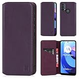 32nd Série Classique 2.0 - Étui Portefeuille en Cuir Véritable pour Motorola Moto E20, E30 & Moto E40, Housse Concevoir avec Fentes CB et Fermeture Magnétique Coque - Aubergine