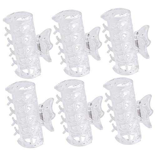 NOLITOY 6pcs Perm Clip Small Clip Large Curling Hair Clips for Women Curler Volume Roller Jaw Clamps Hair Rollers Clips for Thick Hair Overnight Hot Transparent