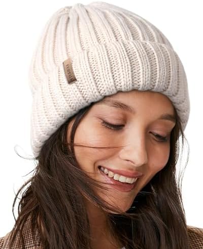 FURTALK Womens Slouchy Winter Knit Beanie Hats Chunky Hat Bobble Hat Ski Cap