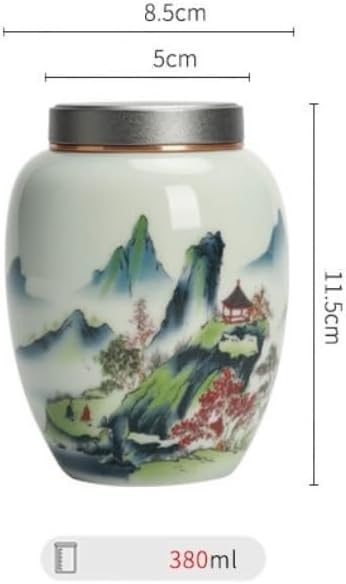 SONGCHAO Sugar Jar Creative Hand-Painted Bulk Tea Storage Jar with Lid Ceramic Small Sealed Retro Chinese Set Single Tea Canister(C)