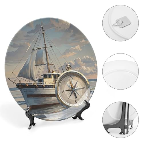 Plato decorativo Bone China con soporte 7 pulg miniatura 4