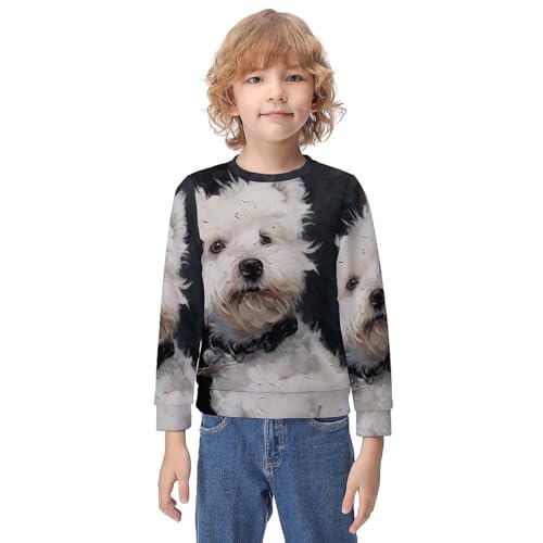 West Highland TerrierChildren's Casual Pullover Sweatshirt Loose Fit9-11Y