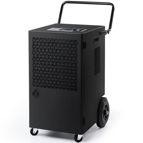 Kalopsia Dehumidificador Eléctrico Industrial Profesional: 70L/Día 200m2 Bajo Consumo Depósito 5.5L Compresor Potente Control Humedad Portátil para Baño Casa Bodega Garaje Sótano Oficina Trastero
