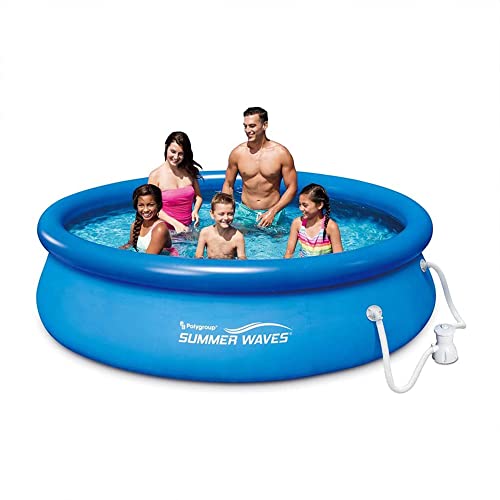 Summer Waves P1001030A Quick Set 10Ft X 2.5Ft Outdoor Inflatable Ring Above Ground Outdoor Swimming Pool With Gfci Model Rx300 Filter Pump System, Blue #TOP4