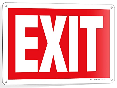 iSYFIX Exit Sign – 1 Pack 10x7 Inch – 100% Rust Free .040 Aluminum Signs, Laminated for Ultimate UV, Weather, Scratch, Water and Fade Resistance, Indoor and Outdoor, Exit Signs for Exterior.