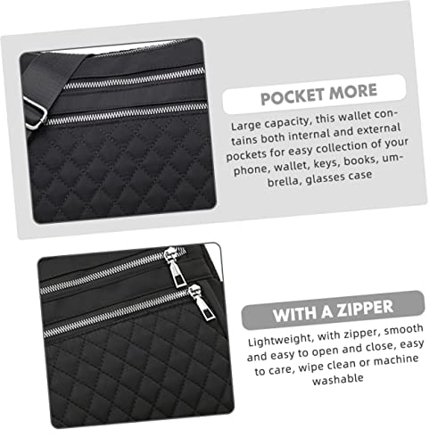 IWOWHERO Fashionable Square Shoulder Crossbody Bag for Women Decorative Canvas Purse Multi-Purpose Handbags Adjustable Strap Black - Thumbnail 7