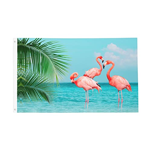 Fiokroo Flamingos Standing In Clear Blue Sea Flag 3X5 Ft Outdoor Polyester Garden Flag Sea Beach Theme Double Sided Banner For Yard Lawn Porch Balcony Home Decorations #TOP8