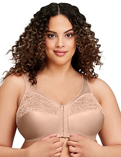Glamorise Full Figure Plus Size Magiclift Front-Closure Support Bra Wirefree #1200 Blush #TOP26