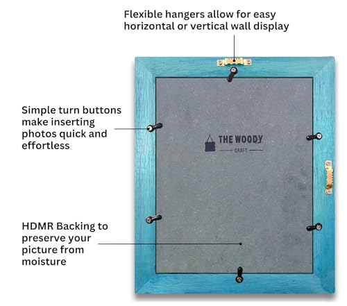 Image of Wooden Rectangular Photo Frame With Mat,Blue Photo Frame 6 X 8 Inch With Mat Or 8 X 10 Inch Without Mat For Wall Decoration,Gallery Walls,Best Wooden Photo Frames For Posters & Photos