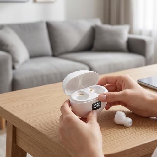 Auriculares inalámbricos Bluetooth 5.4 de diadema interna con estuche de carga blanco 7