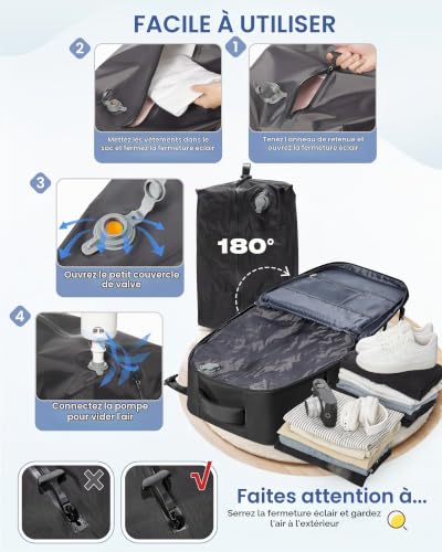 Sac A Dos Sous Vide Voyage : SZLX Sac à Dos Sous Vide avec Pompe Sac a Dos Voyage Cabine Avion ... – Image 6