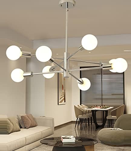 Ridiss Modern Sputnik Chandelier Mid Century 8-Light Ceiling Light Industrial E26 Pendant Lighting Chandeliers for Bedroom,Dining Room,Kitchen,Office