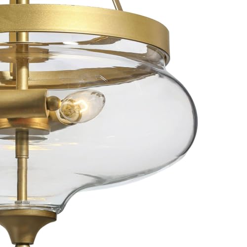 KSANA Modern Gold Chandelier, 3 Light Dining Room Light Fixture with Fishbowl-Shaped Glass Kitchen Island Lighting for Entryway, Foyer, Living Room by KSANA - Image 6