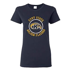 LS04 – Kent State Golden Flashes Distressed Circle Logo Womens T-Shirt – Medium – Navy