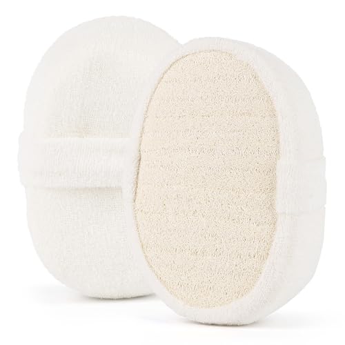 2 esponjas exfoliantes naturales de lufa para el cuerpo, esponja gruesa para baño y ducha, esponja de lavado corporal para mujeres y hombres