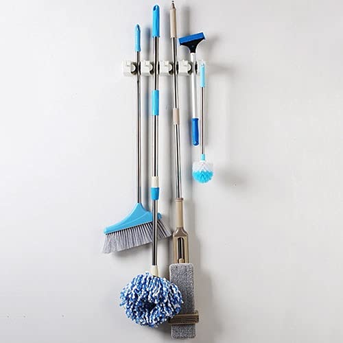 Soporte para Escobas Y Fregonas, Gancho para Guardar Herramientas De Limpieza, Soporte De Pared para Fregonas Y Herramientas, Estante Antideslizante para Guardar Herramie,White-35.5x7.5cm